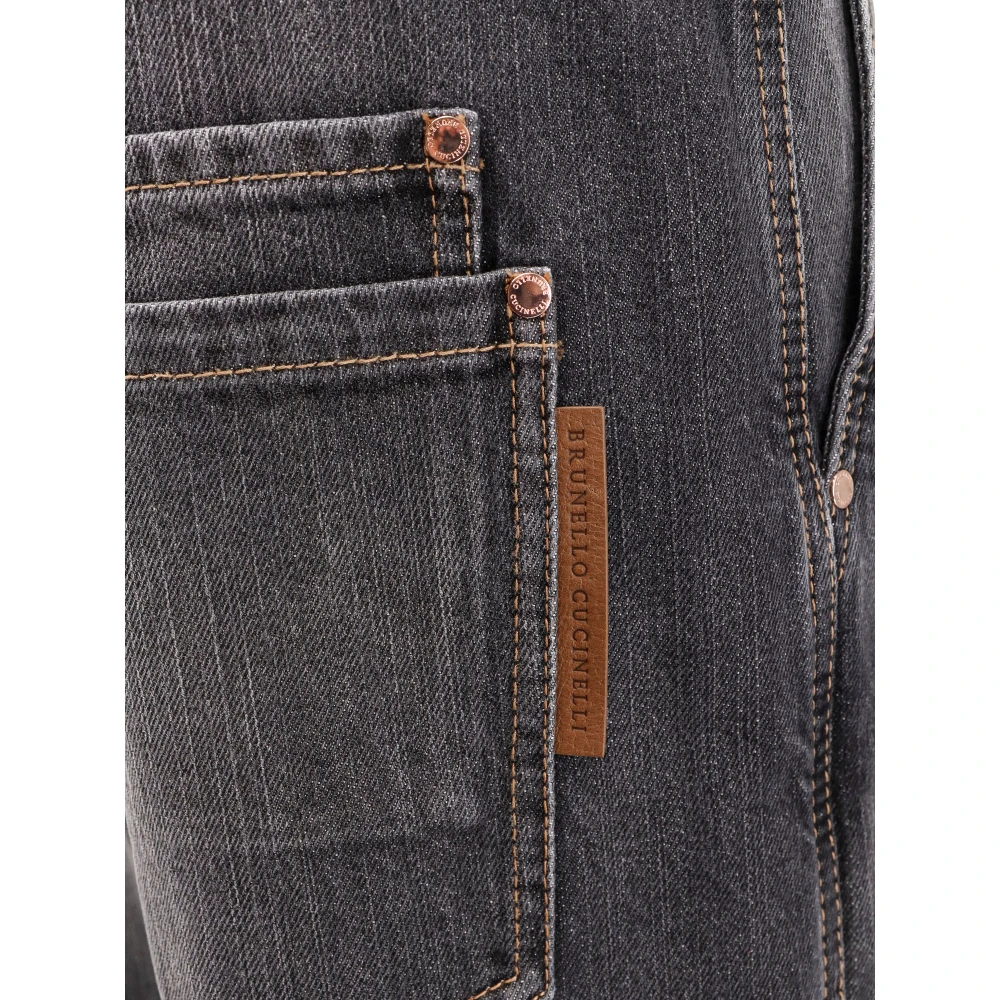 BRUNELLO CUCINELLI Zwarte Denim Wijde Pijp Broek Black Dames
