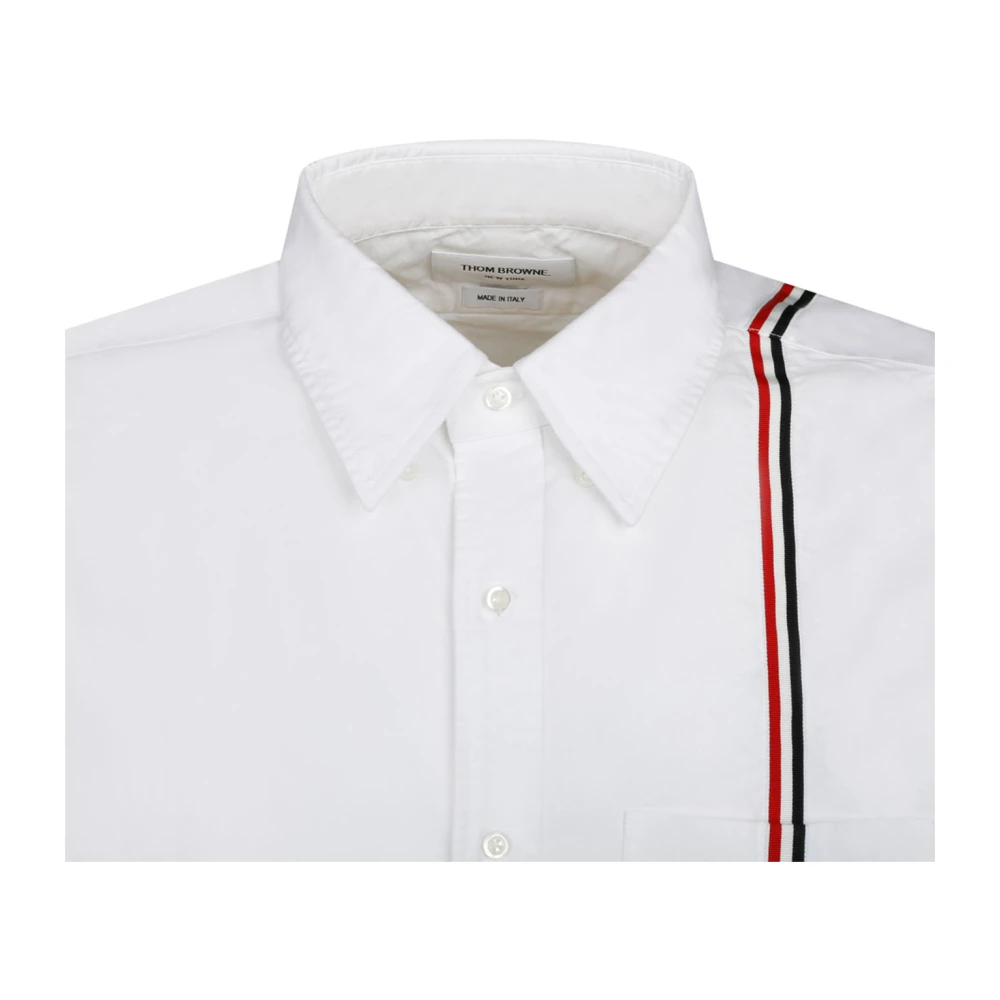 Thom Browne Witte Oxford Overhemd met Driekleurig Detail White Heren