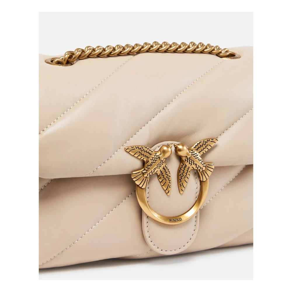 pinko Love Puff Mini Clutch in Sheeo Nappa Beige Dames