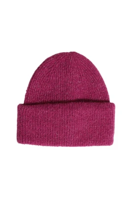 Fuchsia Lurex Stickad Mössa