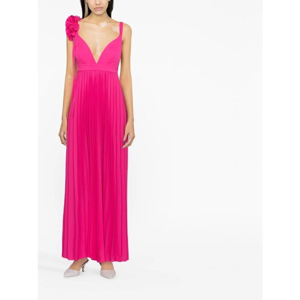 P.a.r.o.s.h. Fuchsia Bloemenapplicatie V-hals Jurk Pink Dames