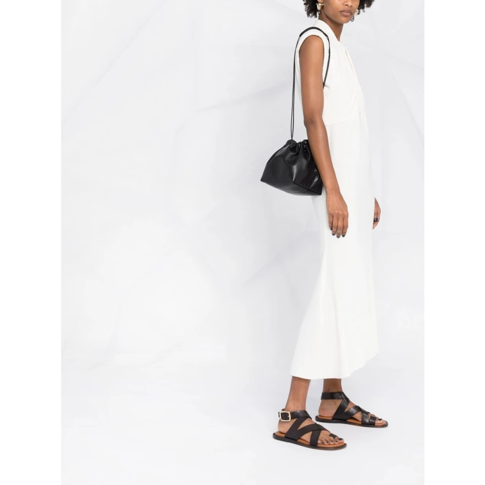 Jil Sander Zwarte Leren Bucket Bag met Cirkelvormig Ontwerp Black Dames