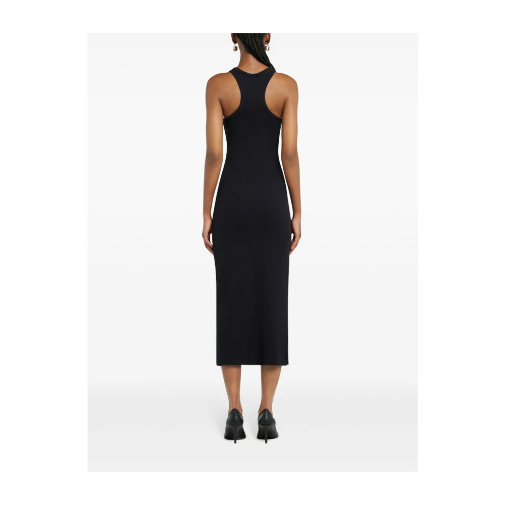 Courrèges Zwarte Geribbelde Jersey Midi Jurk Black Dames