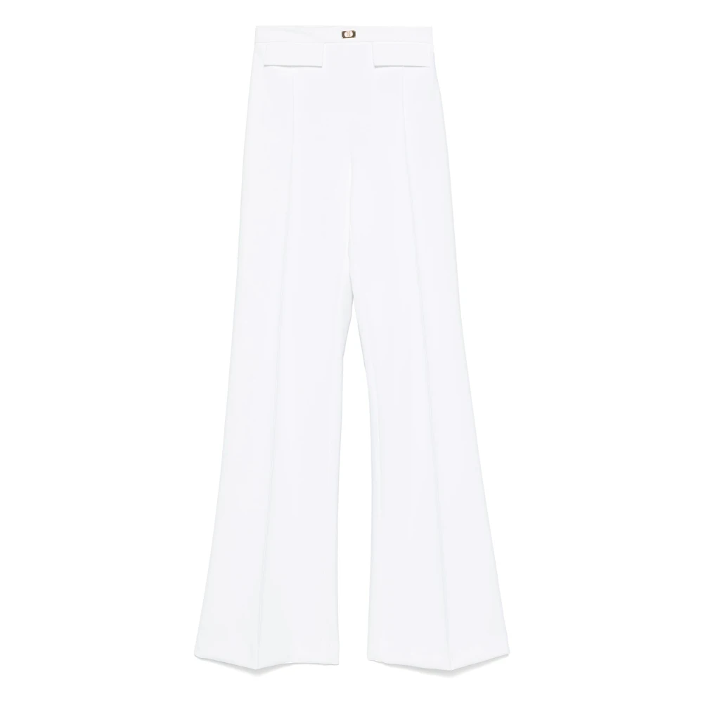 Elisabetta Franchi Ivoor Hoge Taille Broek White Dames