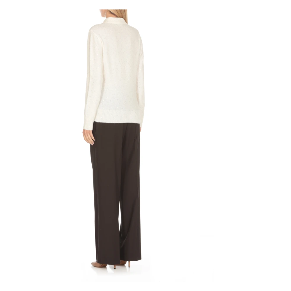 Fabiana Filippi Ivoor Wollen Trui met Pailletten Beige Dames