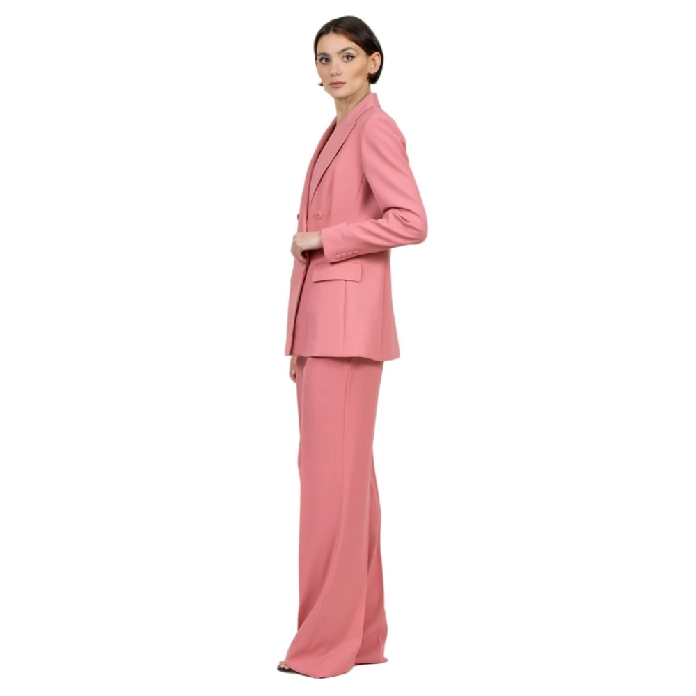 Max Mara Studio Dubbelbreasted wollen jas in Fard Pink Dames
