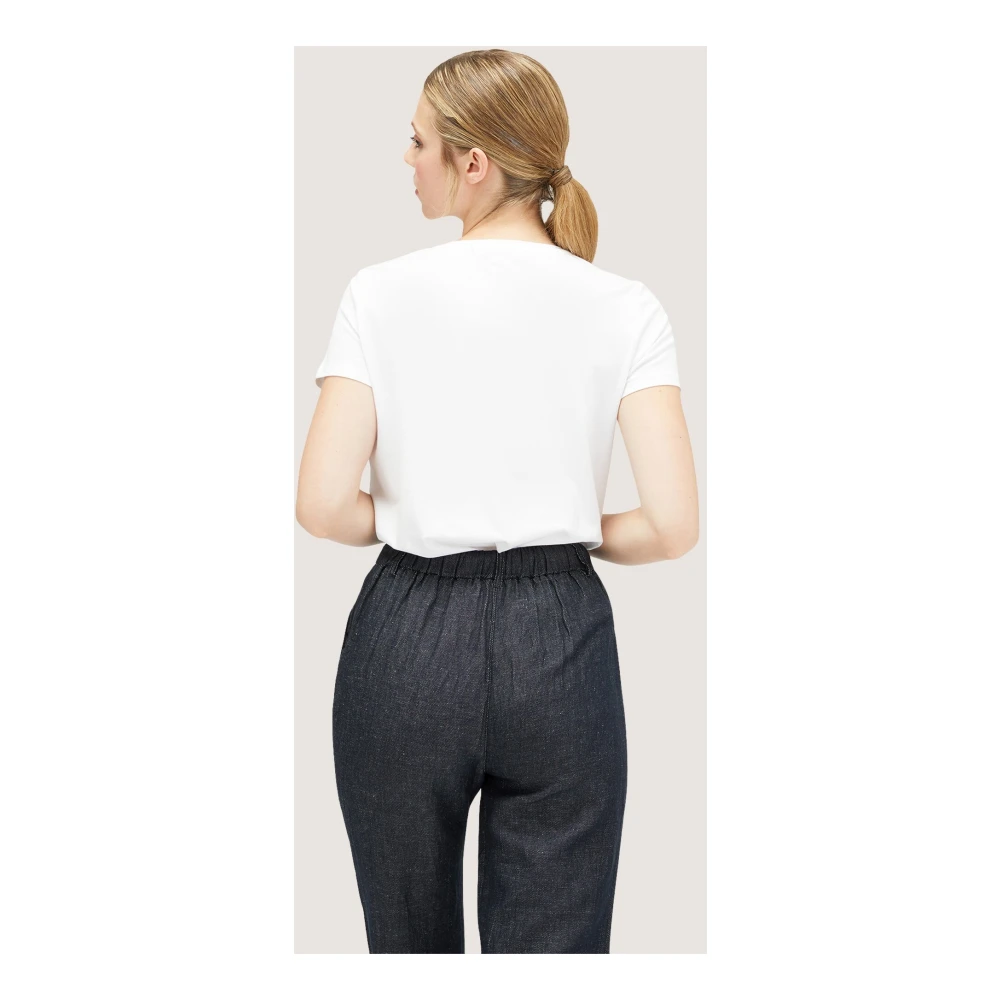 Motivi Boxy Cut T-Shirt met Borduurwerk White Dames