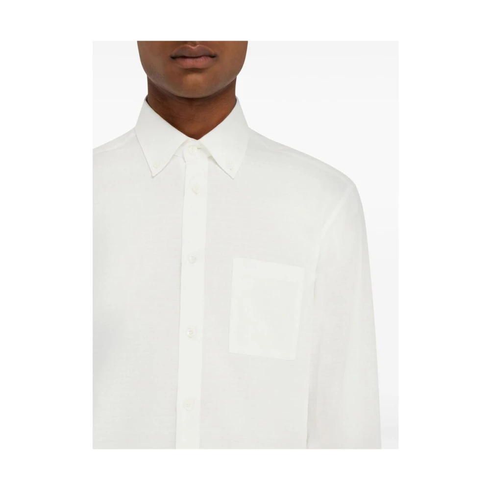 Salvatore Ferragamo Witte Katoenen Klassieke Overhemd White Heren