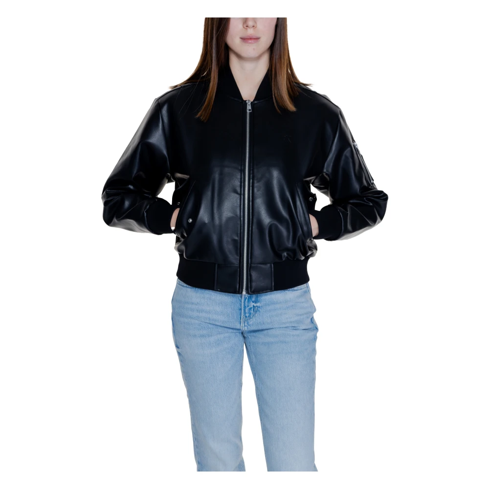 Calvin Klein Jeans Imitatie Leren Bomberjack Vrouwen Black Dames