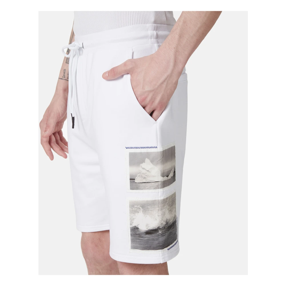 Iceberg Witte slim fit Bermuda shorts van katoenfleece White Heren
