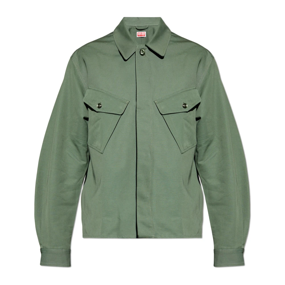Kenzo Mannelijk Groente Jassen Heren, Groen, M, Katoen, Overshirt Van Katoen