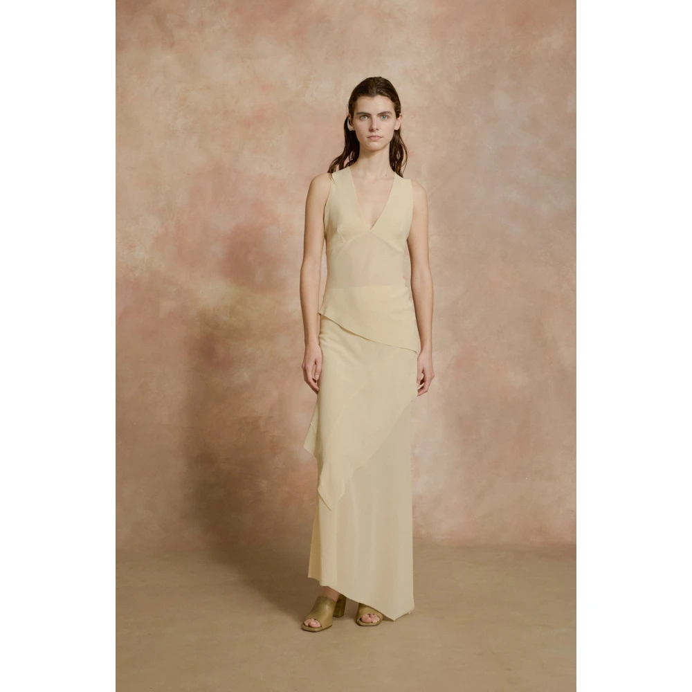 Cortana Dora top in beige zijden georgette Beige Dames
