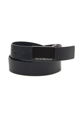 Pebbled Leather Belt with Plate