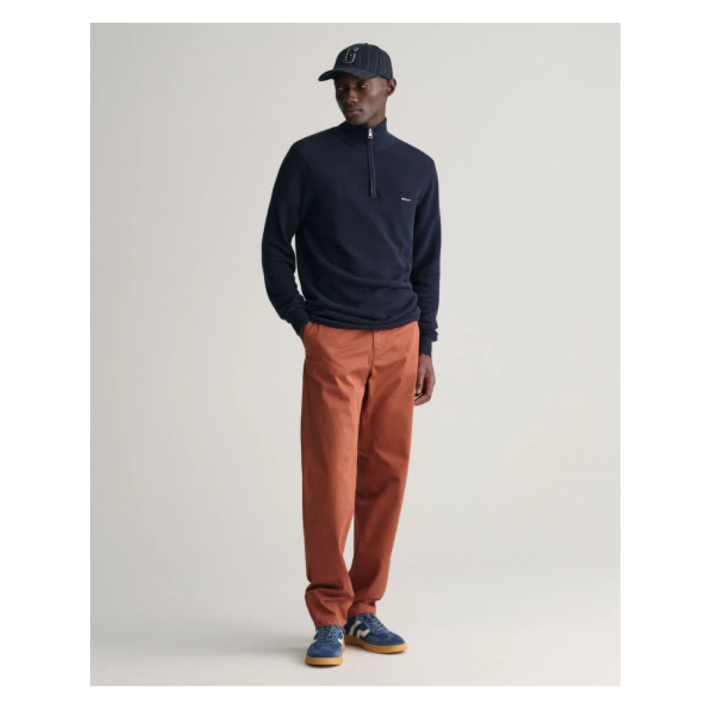 Gant Klassieke Katoenen Piqué Half-Zip Trui Blue Heren