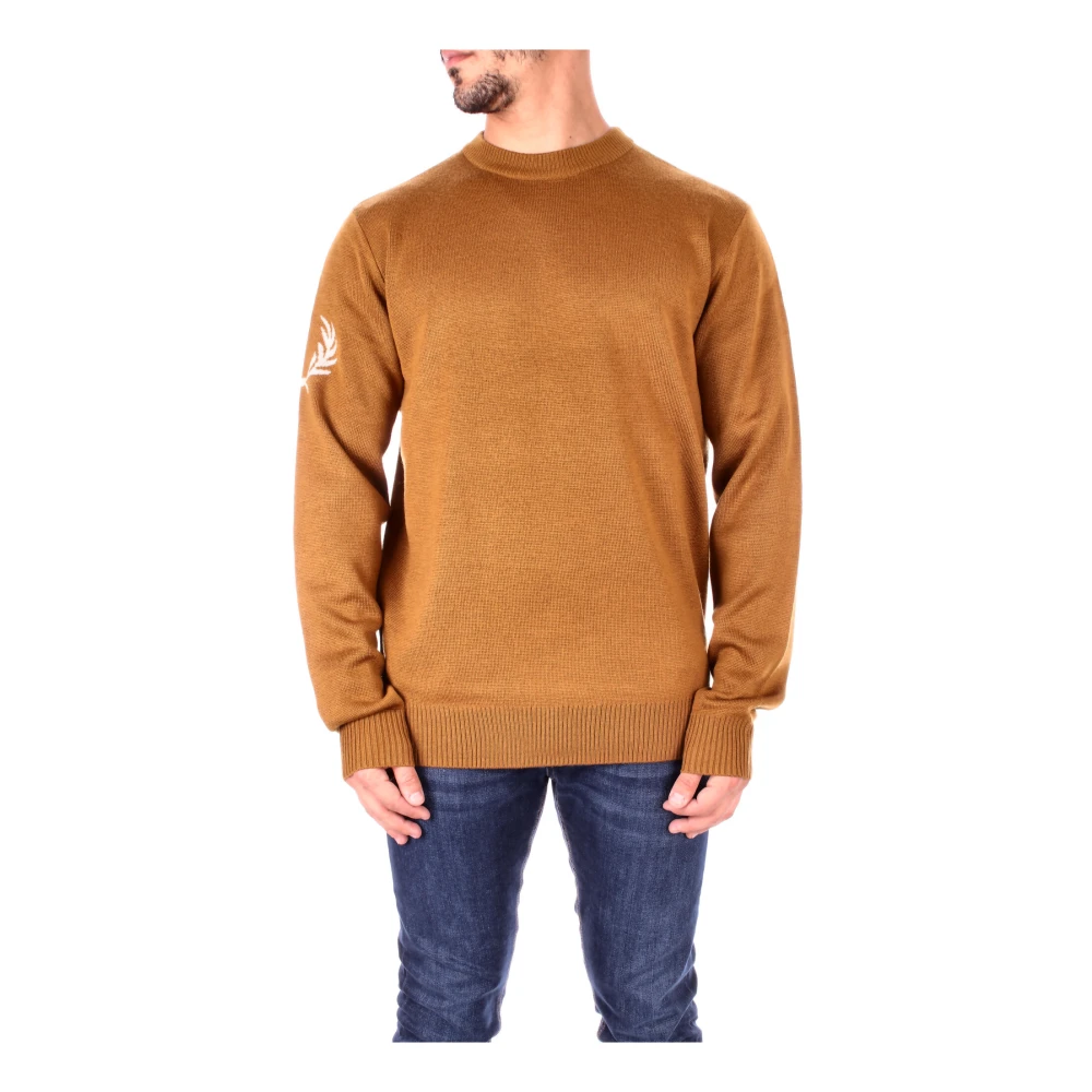 Fred Perry Bruine Logo Sweaters Brown Heren