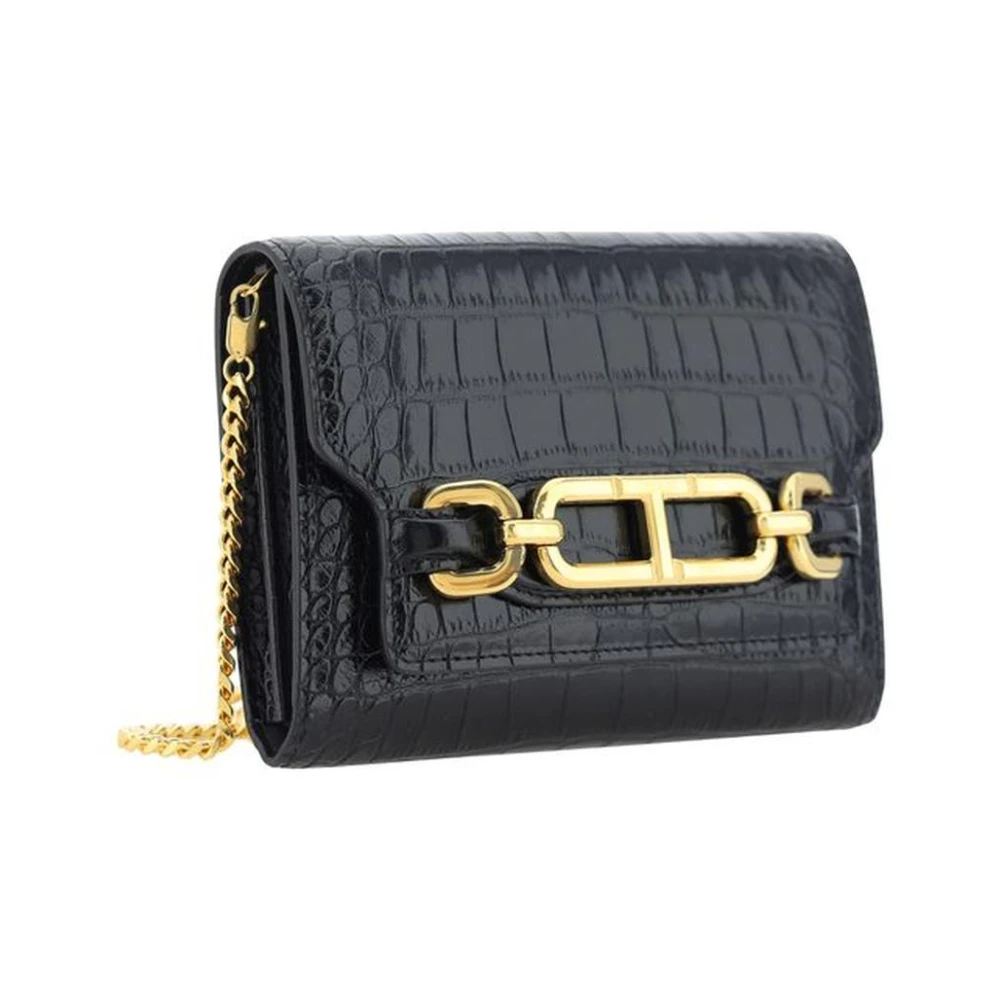 Tom Ford Mini Schoudertas van Kalfsleer met Ketting Black Dames
