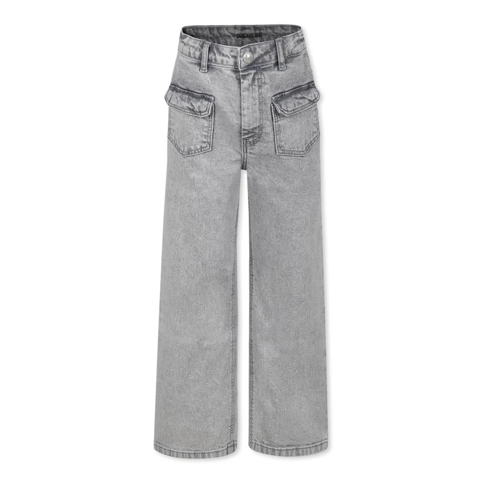 Zadig & Voltaire Grå Jeans med Strass och Logotyp Gray, Unisex