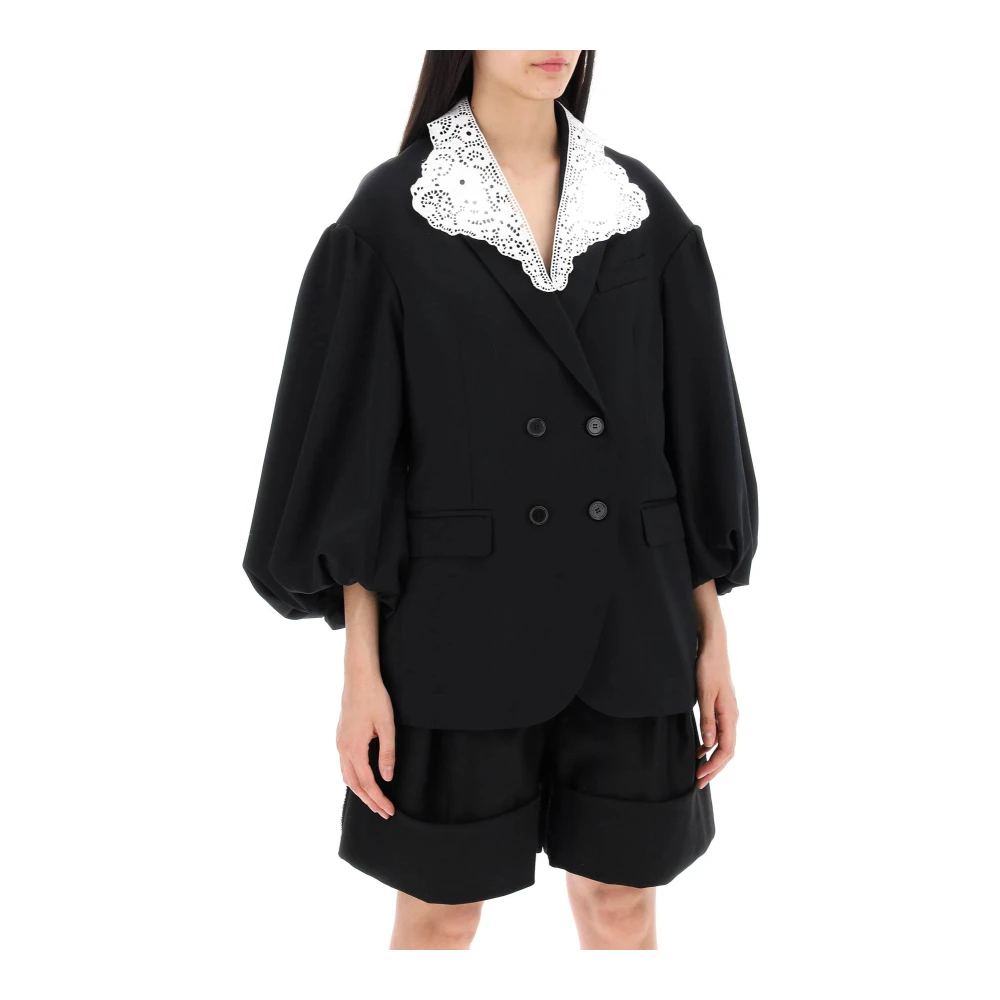 Simone Rocha Wollen blend double-breasted ballonmouw blazer Black Dames