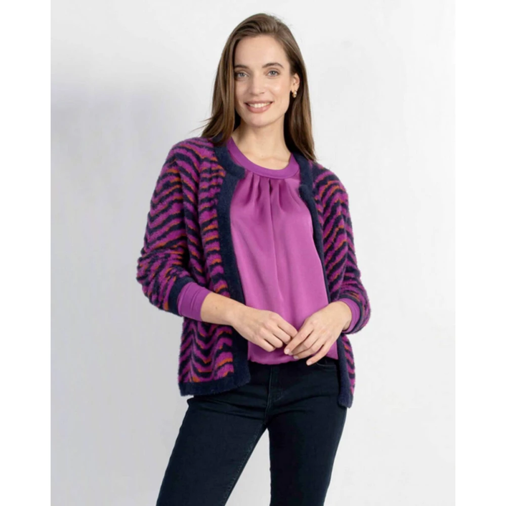 Roberto sarto O-Neck Cardigan Vest Purple Dames