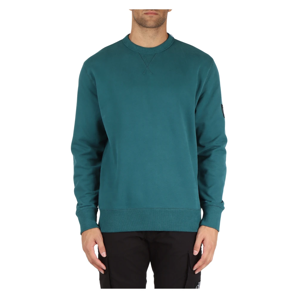 Calvin Klein Jeans Katoenen sweatshirt met logo patch Green Heren