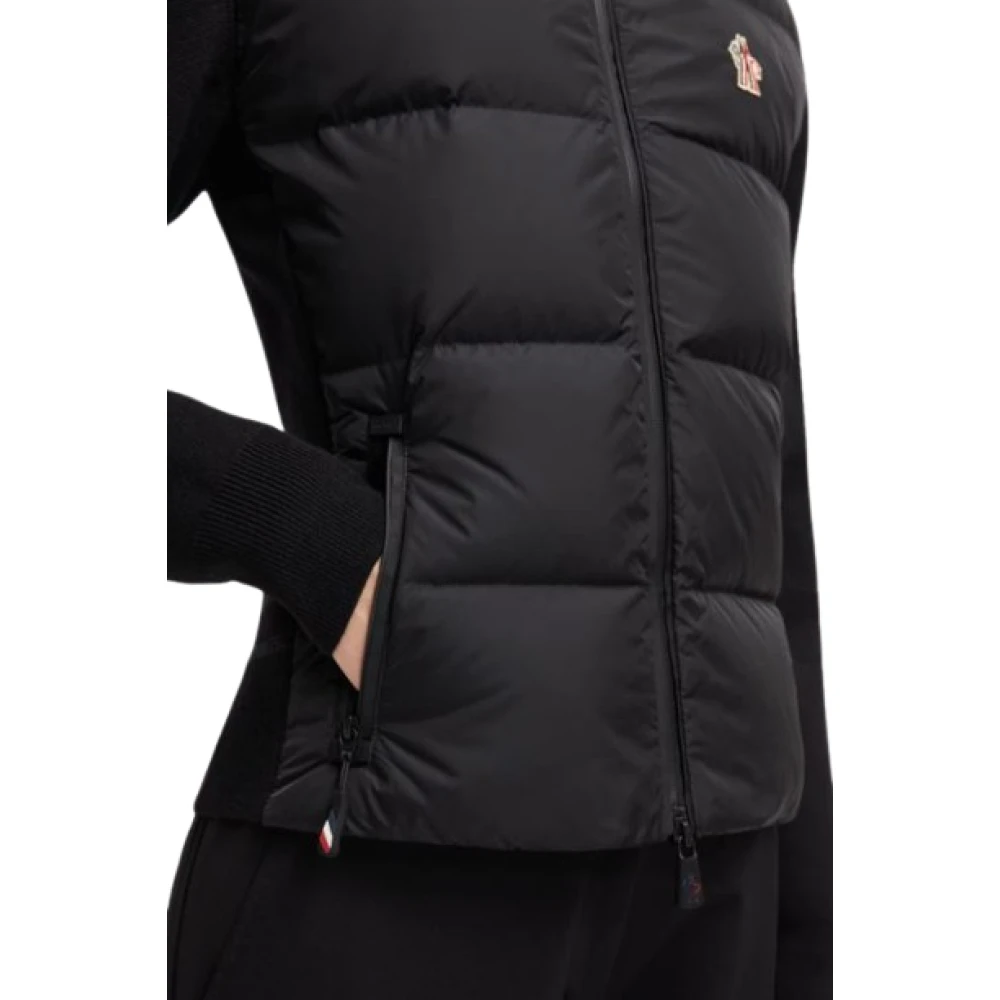 Moncler Gewatteerde rits wollen cardigan jas Black Dames