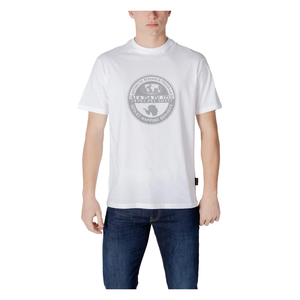 Napapijri Wit Bedrukt T-shirt voor Mannen White Heren
