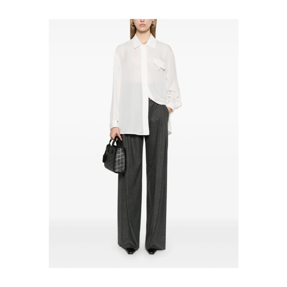 Emporio Armani Witte Zijden Overhemd Lichtgewicht Semi-Transparant White Dames