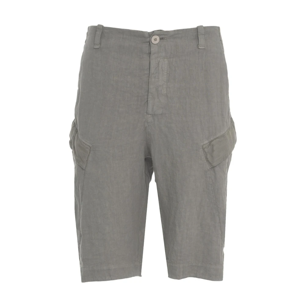 Transit Grijze Linnen Cargo Shorts Gray Heren