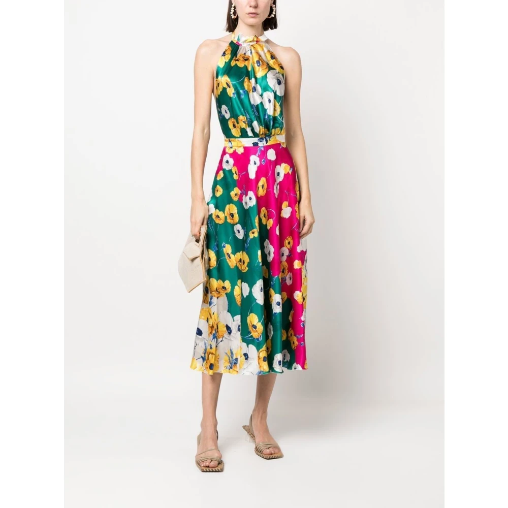 Raquel Diniz Bloemenzijden jurk met open rug Multicolor Dames