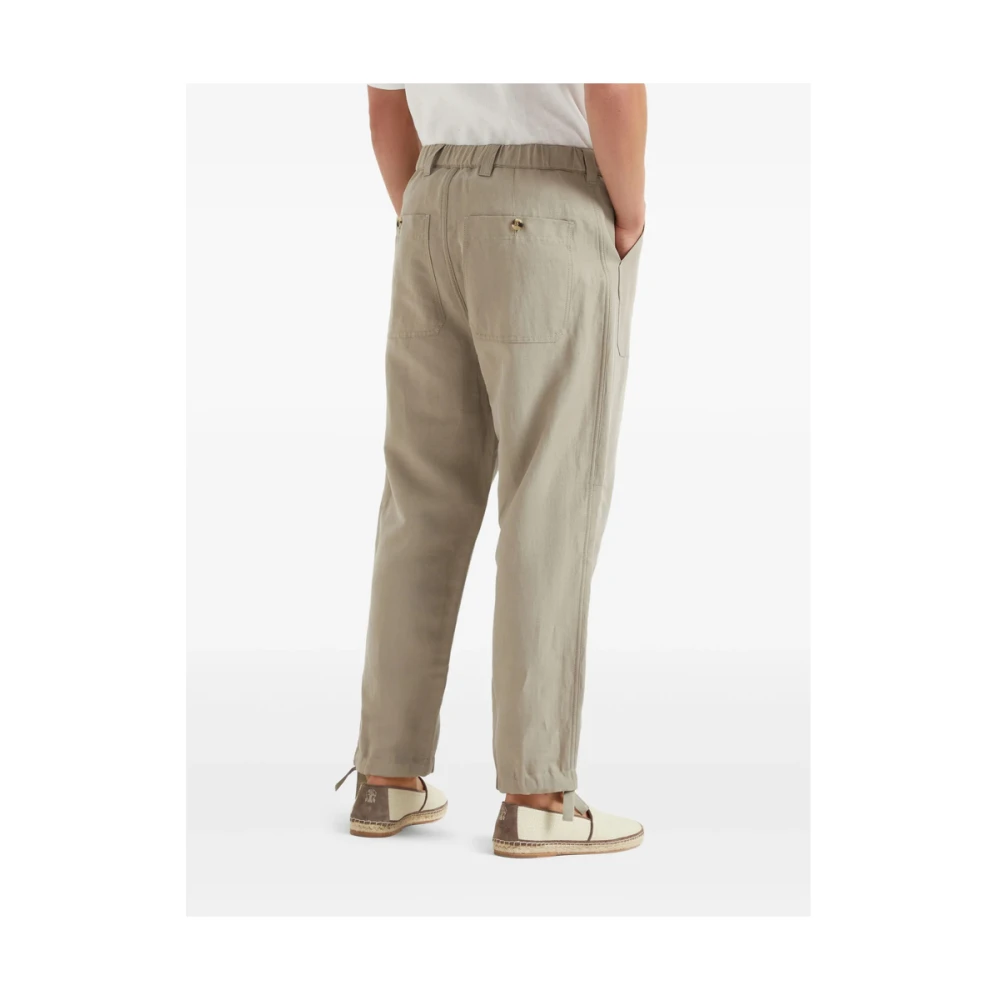 BRUNELLO CUCINELLI Beige Broek met Knoopsluiting Brown Heren