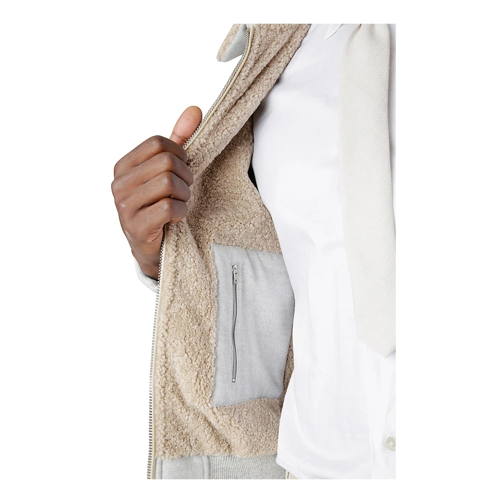 Eleventy Luxe Shearling Wol Bomberjack Gray Heren