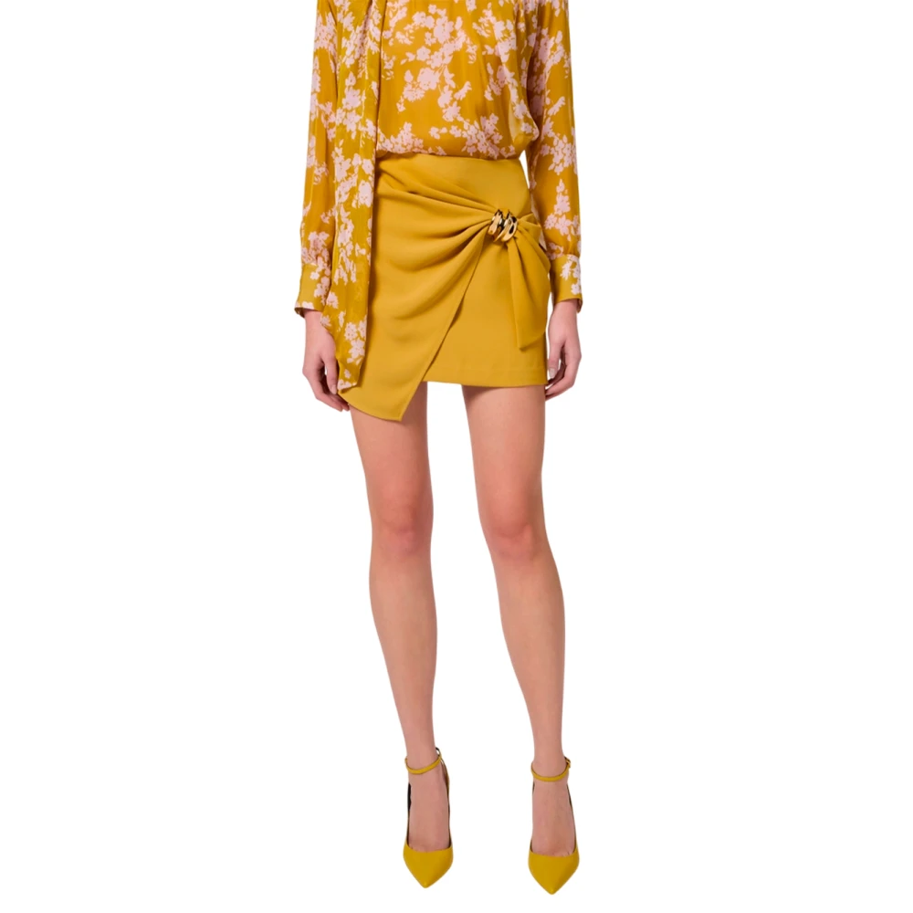 Elisabetta Franchi Asymmetrische Juweel Mini Rok Yellow Dames