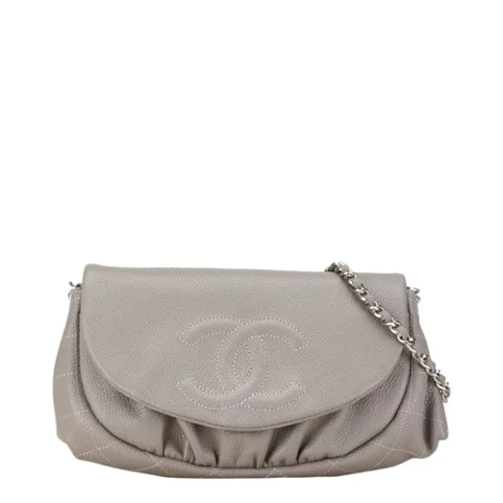 Chanel Vintage Pre-owned Leather shoulder-bags Gray Dames