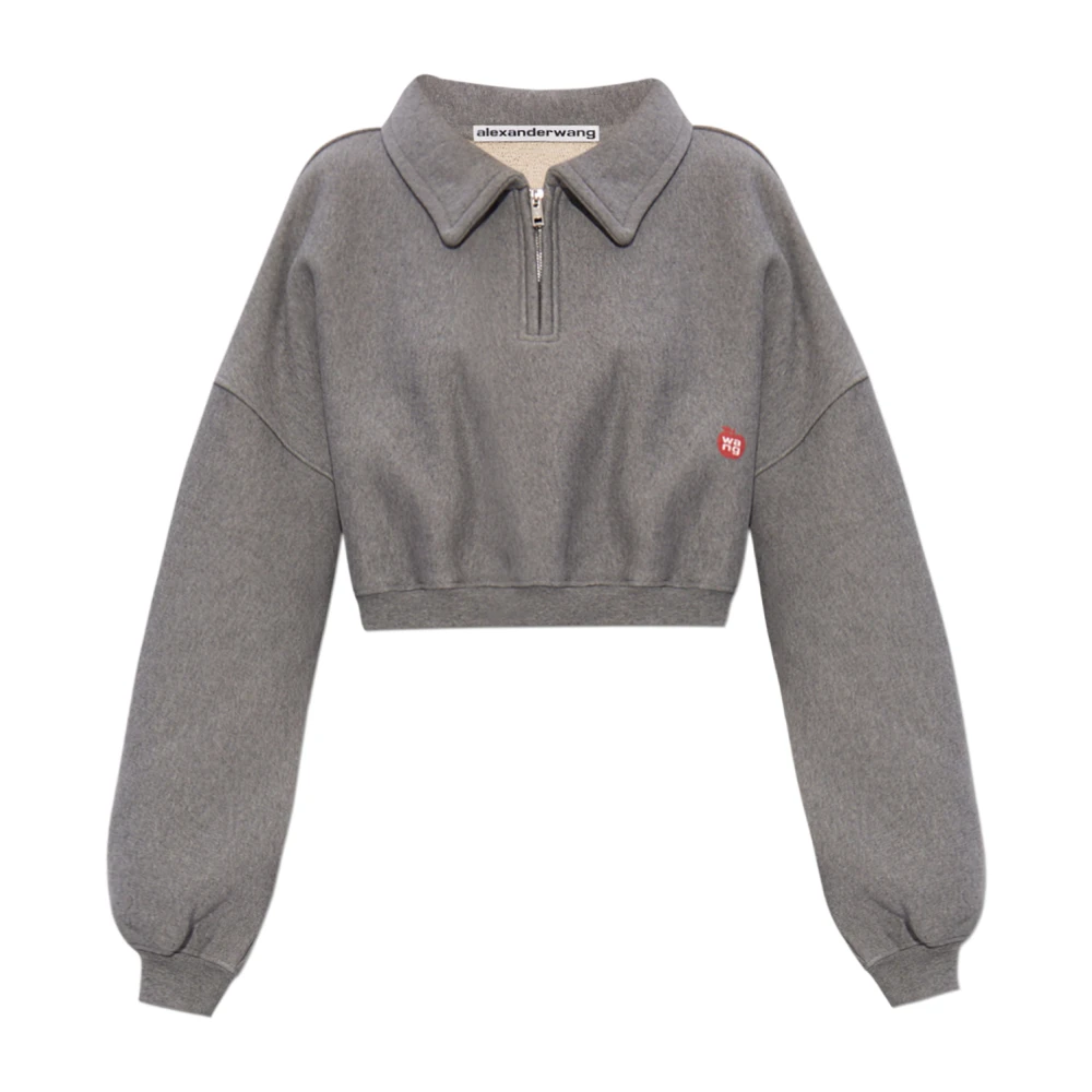 Alexander wang Cropped sweatshirt met logo Gray Dames