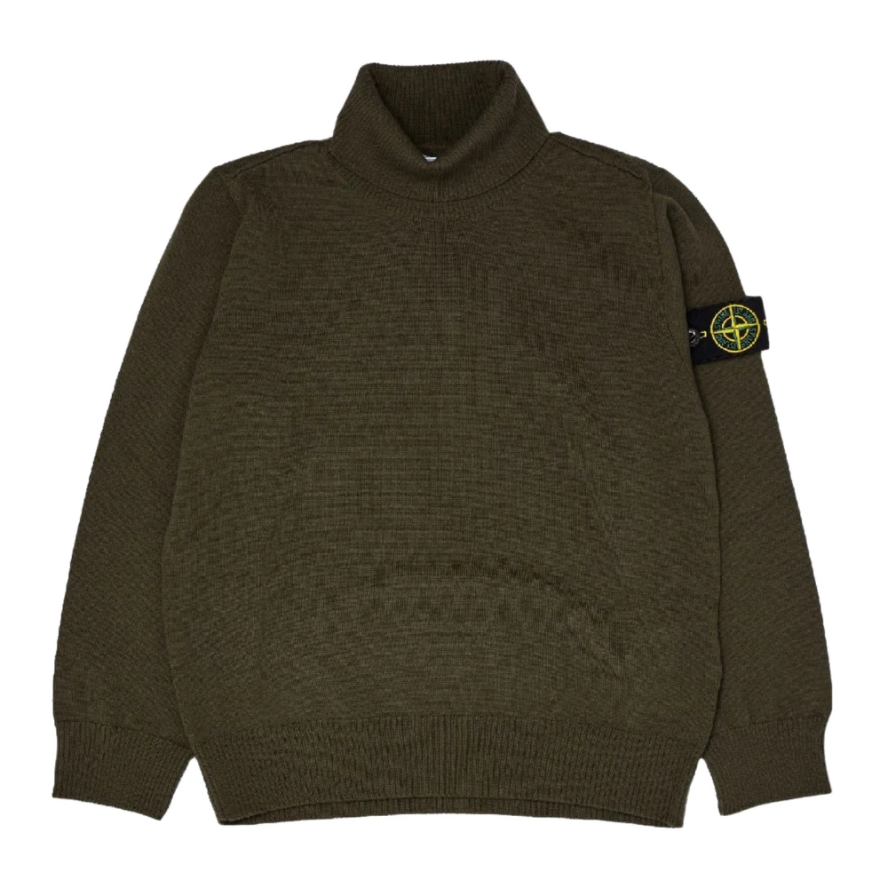 Stone Island Grön Stickad Hög Hals Tröja Green, Pojke