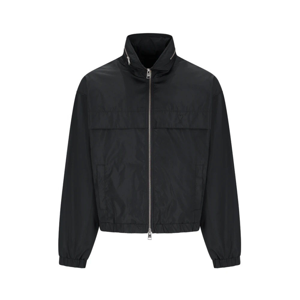 Ami Paris Men's Black Light Jackets, L, Windbreaker Jacket