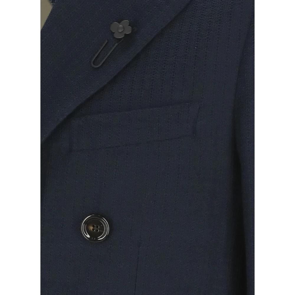 Lardini Blauw Dubbel Breasted Katoenen Jas Blue Heren