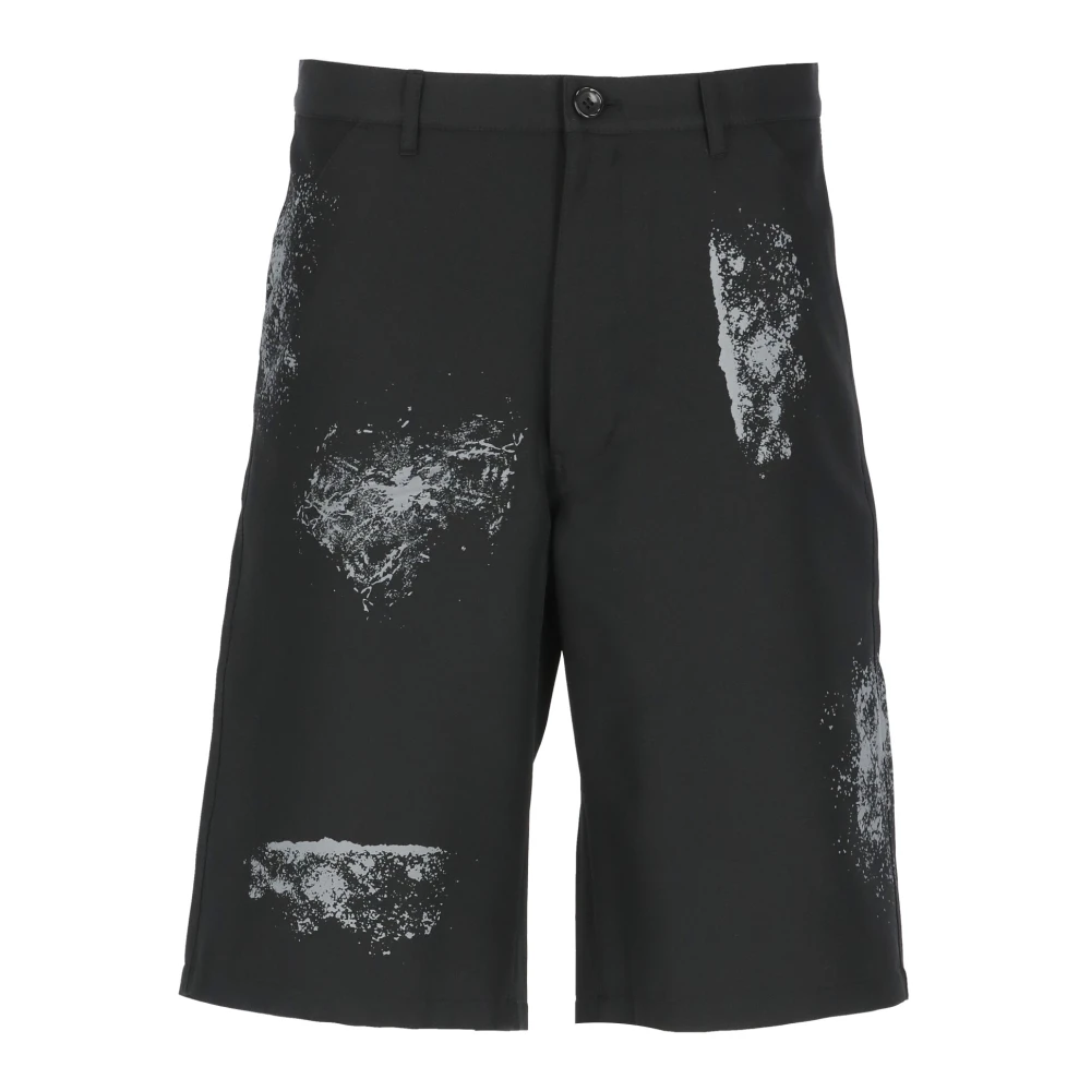 Comme des Garçons Svarta Play Shorts med All-Over Print Black, Herr