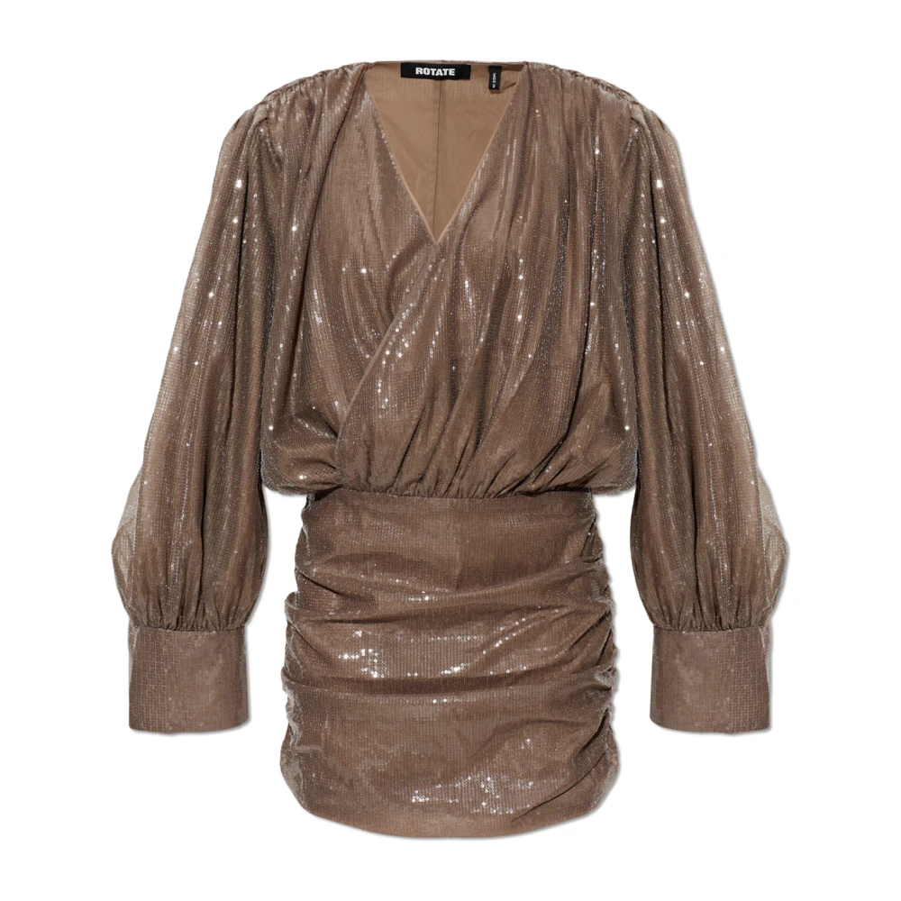 Rotate Birger Christensen Sequin Dress With Long Sleeves - Female - Party Dresses - Brown - M - Dresses