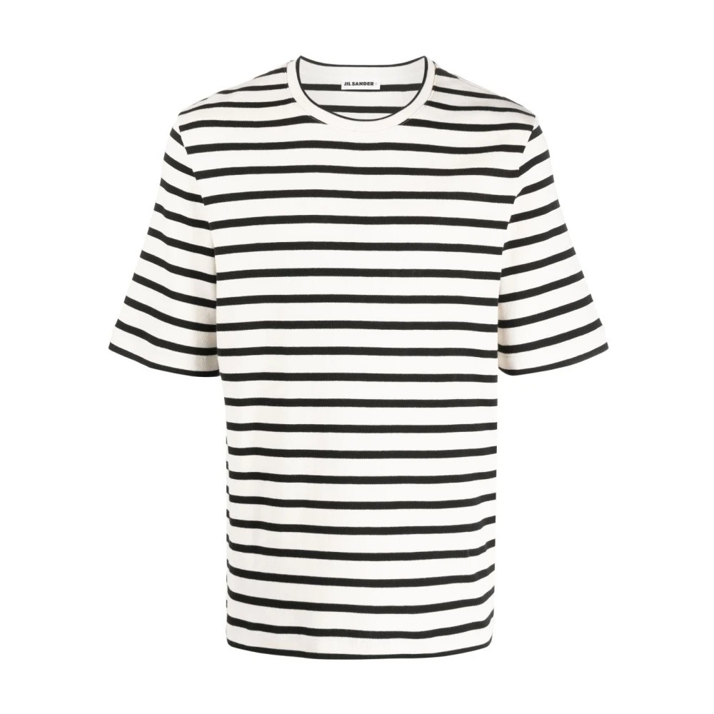 Jil Sander Streep Print T-shirts en Polos White Heren