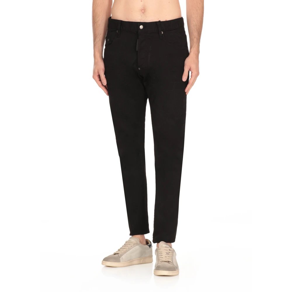 Dsquared2 Zwarte Katoenen Jeans met Logopatch Black Heren