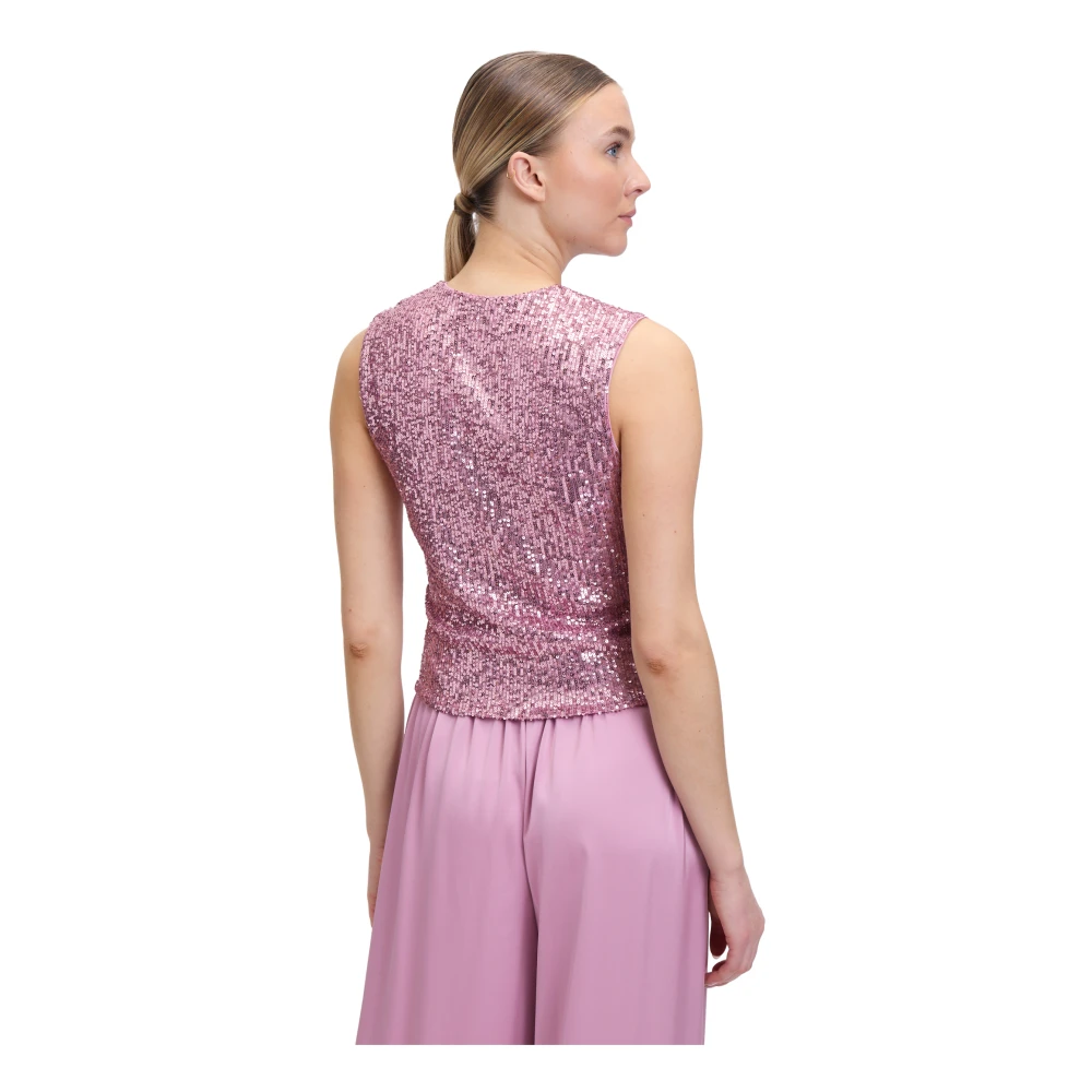 Vera Mont Pailletten V-hals top Pink Dames