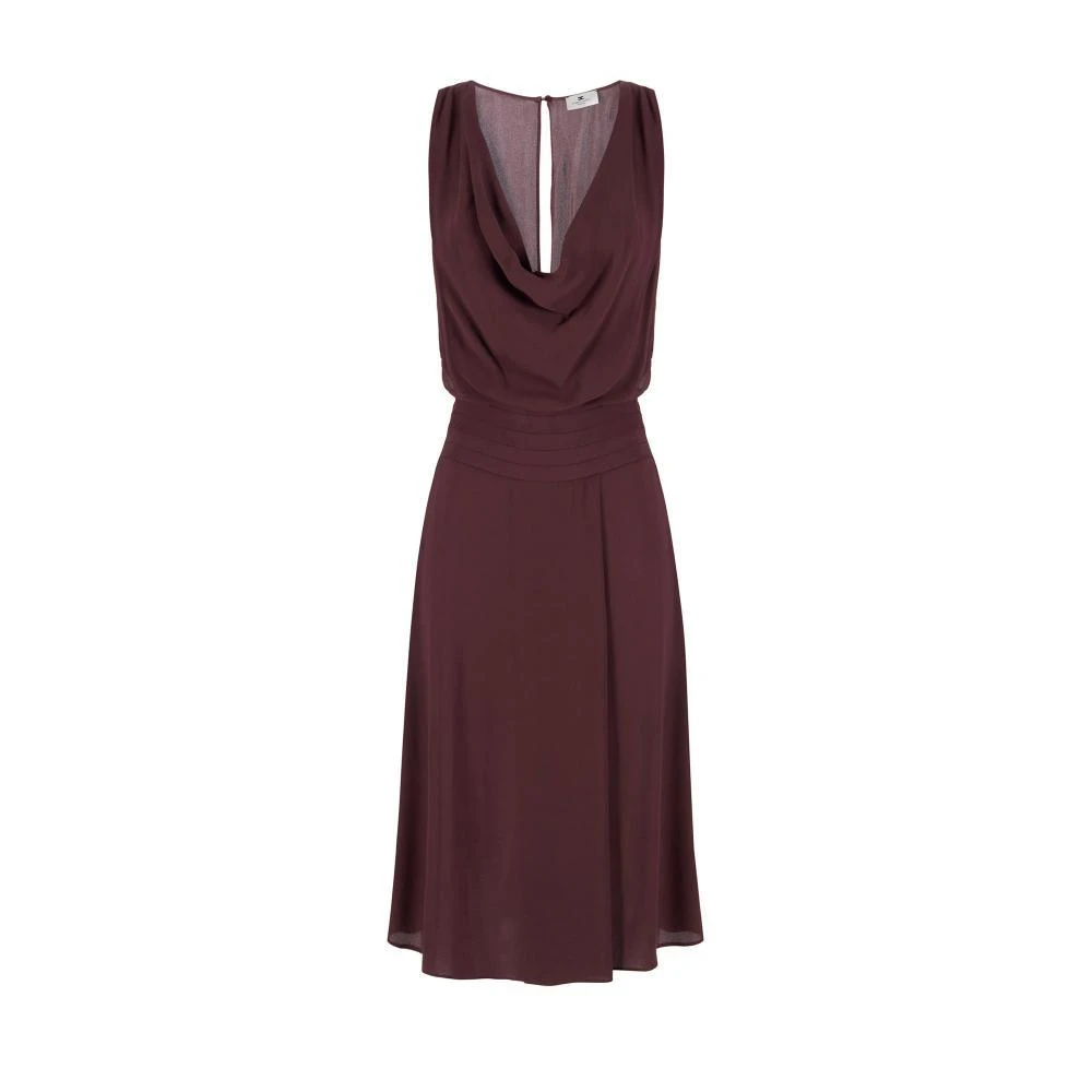 Elisabetta Franchi Brown Party Dresses, Female, Xl, Viscose Georgette Dress