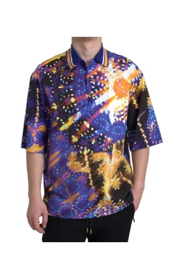 Luminaire Print Cotton Polo Top