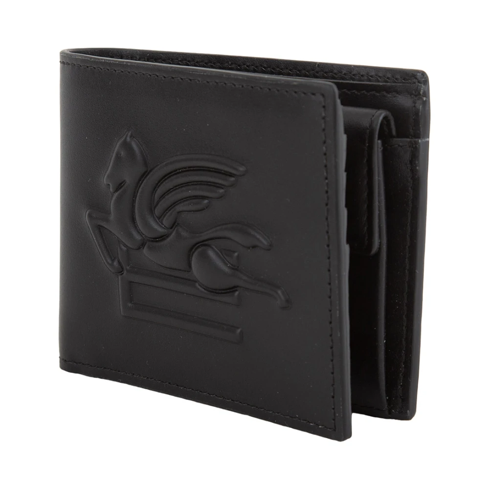 ETRO Zwarte Leren Portemonnee met Logo Opdruk Black Heren