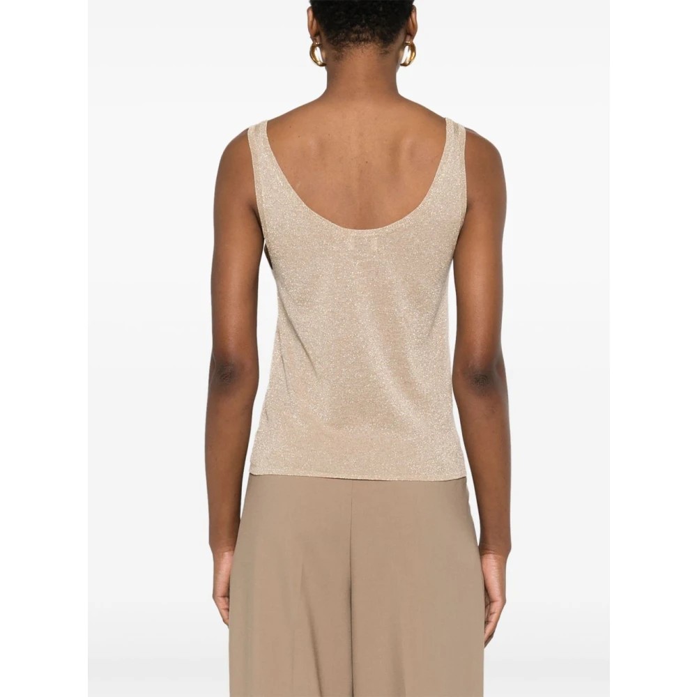 Saint Laurent Stijlvolle Zwarte Top Beige Dames