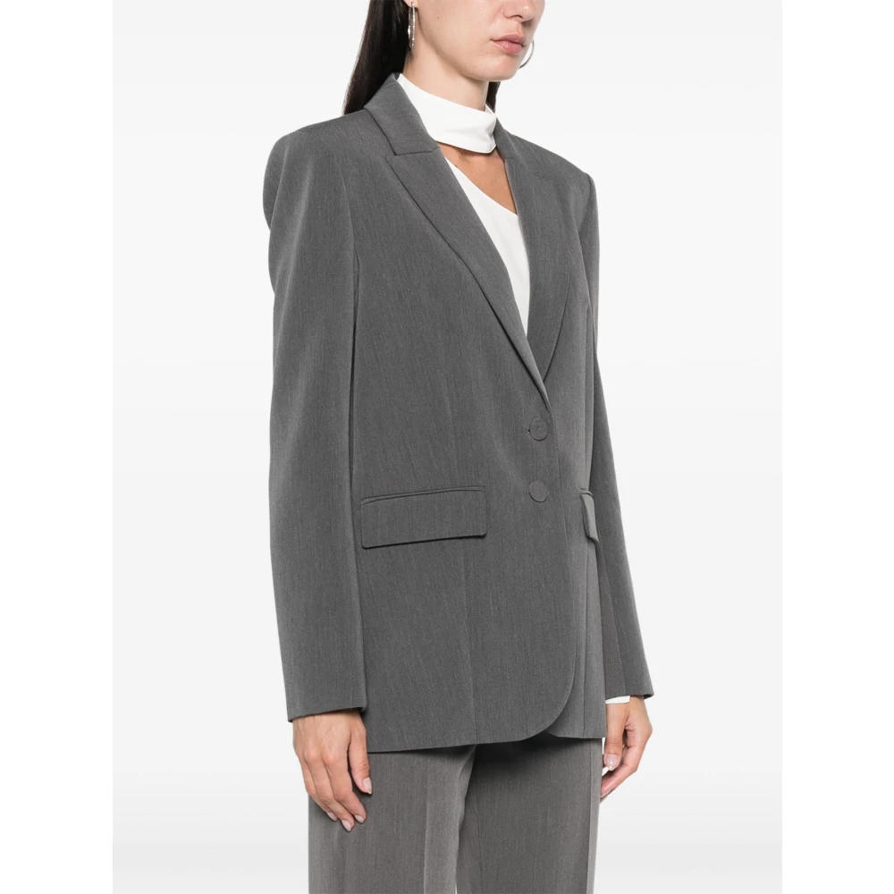 PATRIZIA PEPE Essentiële Viscose Twee-Knoop Jas Gray Dames