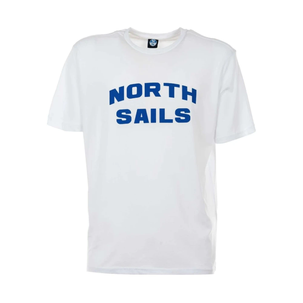 North Sails Men's White/Blue Elegant Cotton T-Shirt With Bold Logo