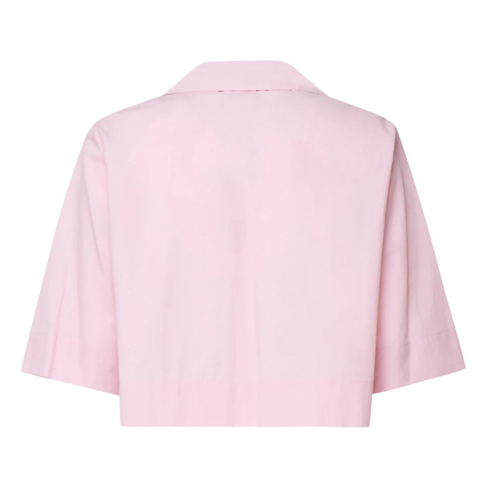 Ottod'Ame Korte mouw katoenen overhemd Marshmallow Pink Dames