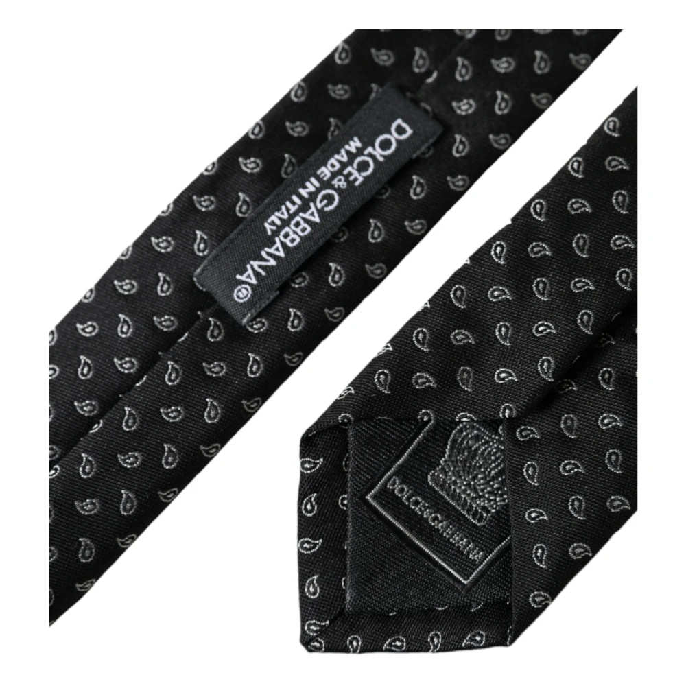Dolce & Gabbana Zwarte Jacquard Zijden Stropdas voor Mannen Black Heren